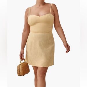 Reformation Linen Roarke  dress Sz 12 - Yellow